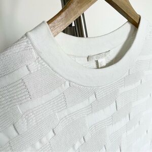 COS White Textured Knit Short-sleeve Top, Size M